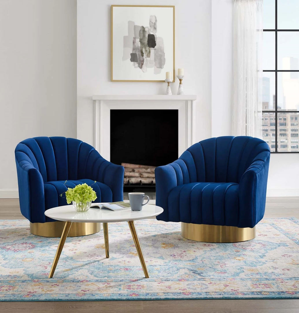 Modway Living Room Buoyant Swivel Chair Performance Velvet Set Of 2