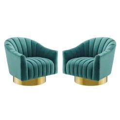 Modway Living Room Buoyant Swivel Chair Performance Velvet Set Of 2