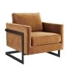 Modway Posse Performance Velvet Accent Chair Black Cognac Living Room