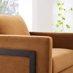 Modway Posse Performance Velvet Accent Chair Black Cognac Living Room