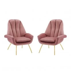 Modway Summit Armchair Performance Velvet Set Of 2 In Dusty Rose Living Room