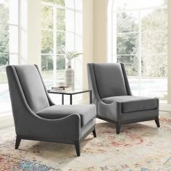 Modway Living Room Confident Lounge Chair Upholstered Performance Velvet Set Of 2