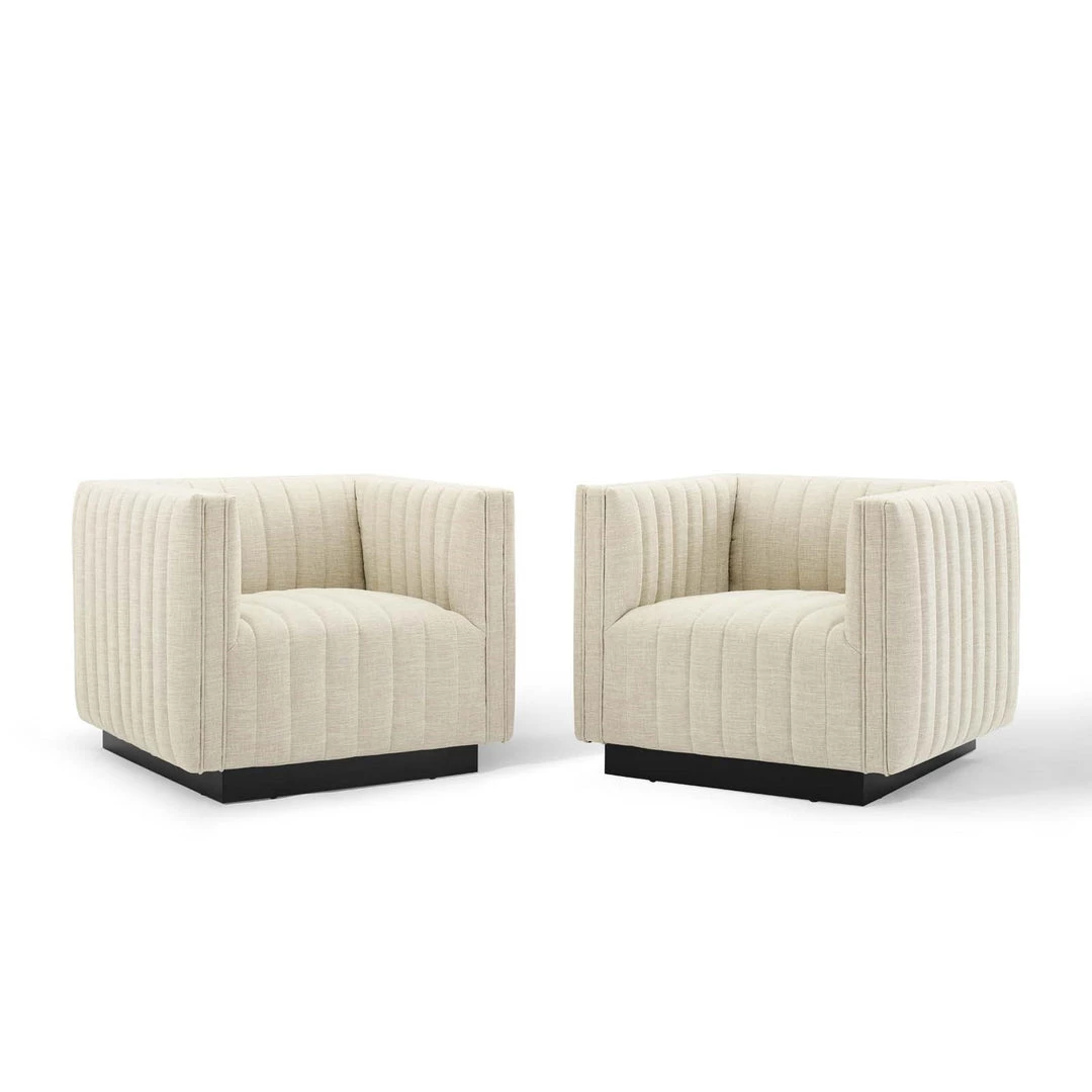 Modway Conjure Tufted Armchair Upholstered Fabric Set Of 2