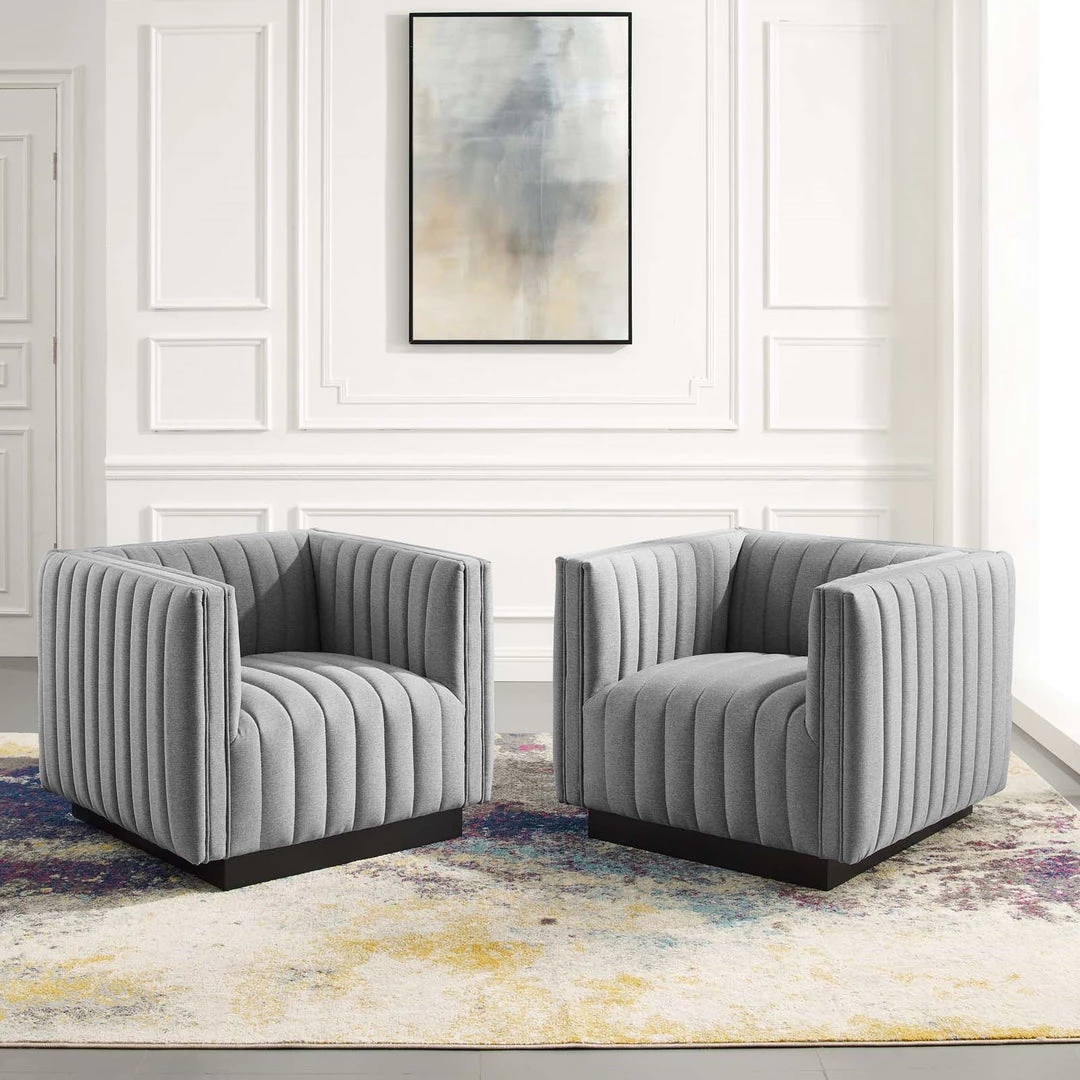 Modway Conjure Tufted Armchair Upholstered Fabric Set Of 2