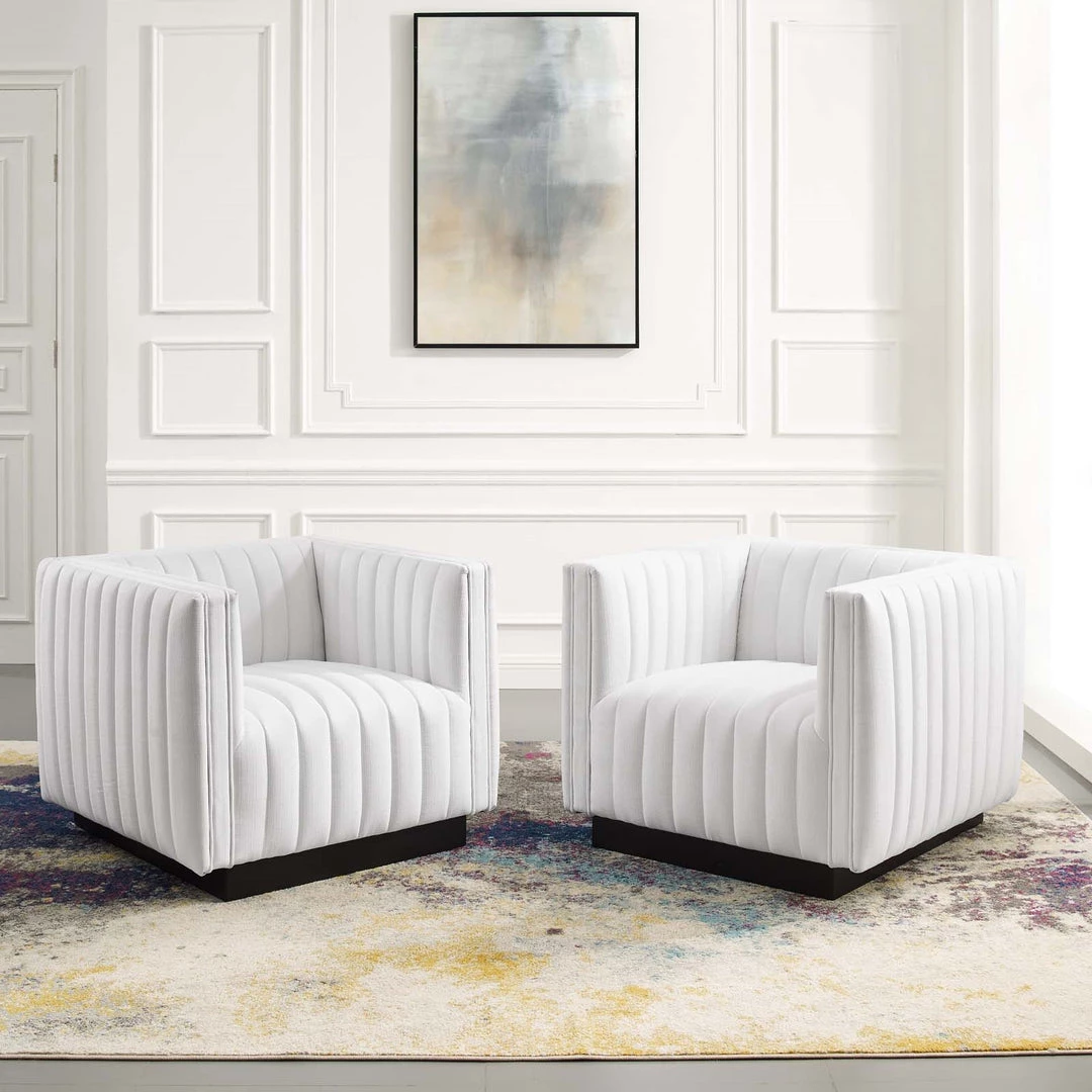 Modway Conjure Tufted Armchair Upholstered Fabric Set Of 2