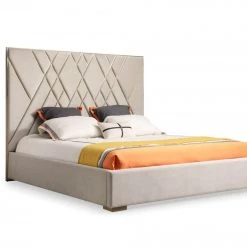 VIG Modrest Eldora - Glam Beige Velvet And Brushed Brass Bed