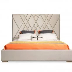 VIG Modrest Eldora - Glam Beige Velvet And Brushed Brass Bed