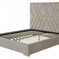 VIG Modrest Eldora - Glam Beige Velvet And Brushed Brass Bed