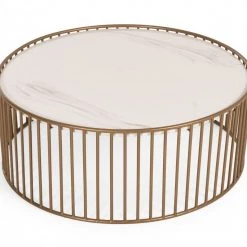 VIG Living Room Modrest Eleanor - Modern Round Marble Coffee Table