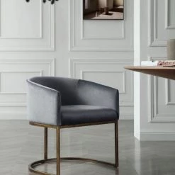 VIG Modrest Elisa - Modern Velvet & Brass Dining Chair Dining Room