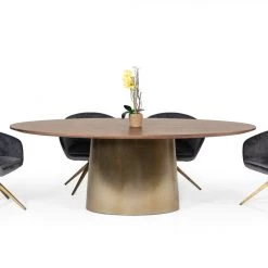 VIG Modrest Yara Modern Grey Velvet & Bronze Dining Chair Dining Room