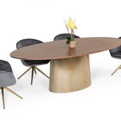 VIG Modrest Yara Modern Grey Velvet & Bronze Dining Chair Dining Room