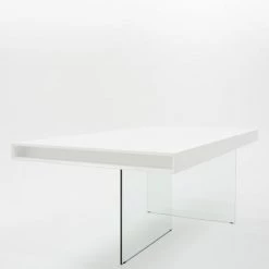 VIG Dining Room Modrest Encino Modern White & Glass Dining Table