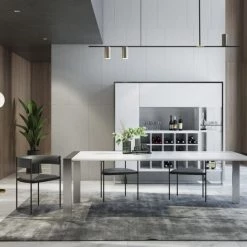 VIG Modrest Fauna - Modern White High Gloss & Stainless Steel Chrome Dining Table Dining Room