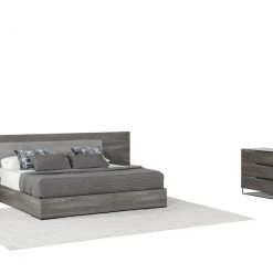 VIG Beds & Headboards Nova Domus Enzo Italian Modern Grey Oak & Fabric Bedroom Set