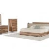 VIG Beds & Headboards Nova Domus Matteo Italian Modern Walnut & Fabric Bedroom Set