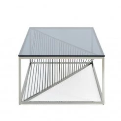 VIG Living Room Modrest Trinity Modern Glass & Stainless Steel Coffee Table