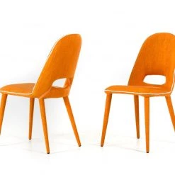 VIG Eugene - Modern Orange Fabric Dining Chair (Set Of 2)