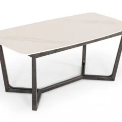 VIG Modrest Evelyn Modern White Cultured Marble Dining Table Dining Room