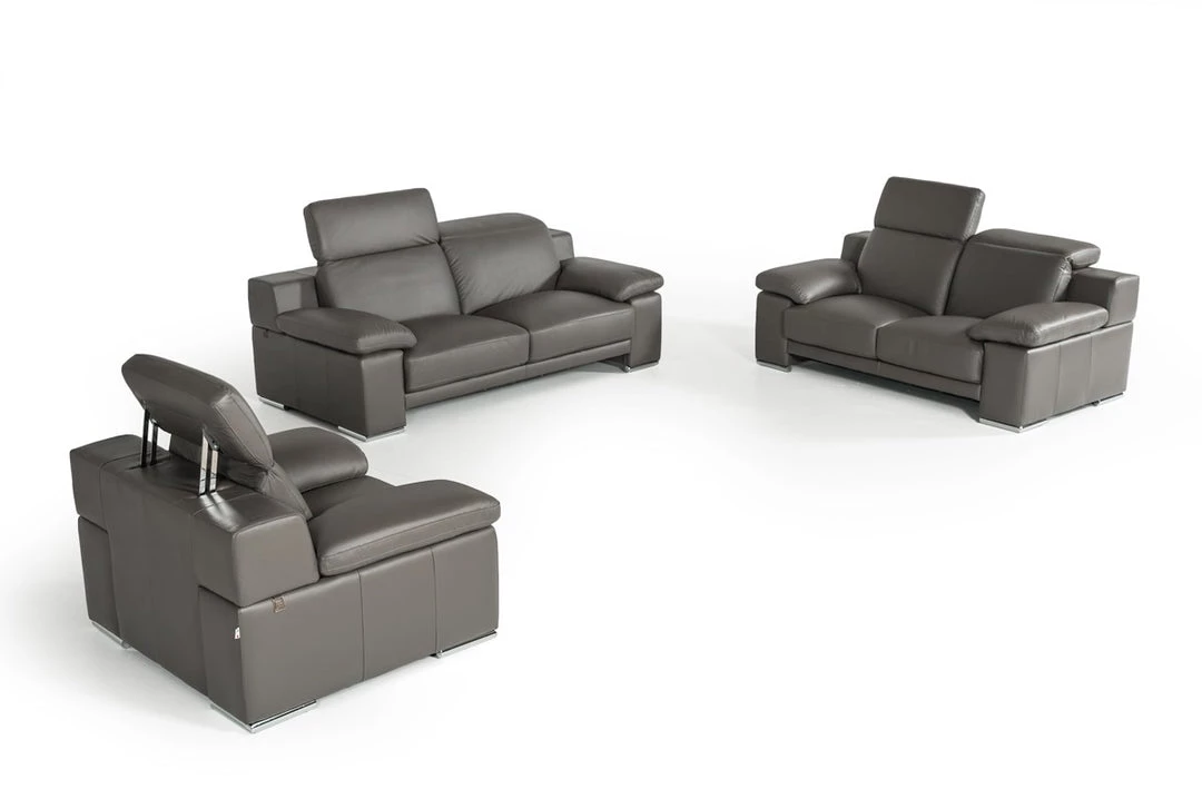 VIG Estro Salotti Evergreen Italian Modern Leather Sofa Set Living Room