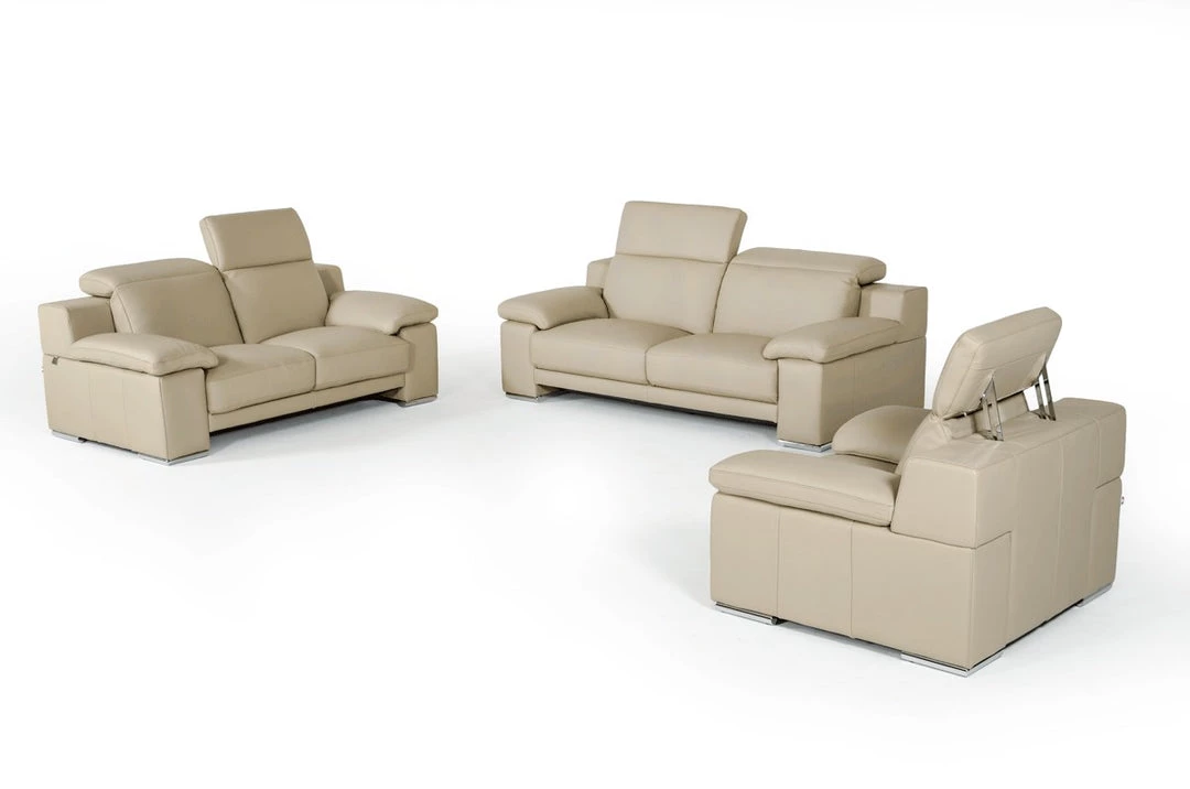 VIG Estro Salotti Evergreen Italian Modern Leather Sofa Set Living Room