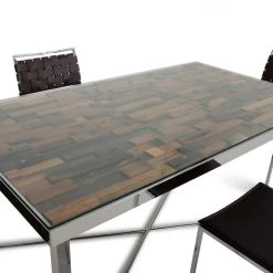 VIG Dining Room Modrest Santiago Modern Rectangular Wood Mosaic Dining Table