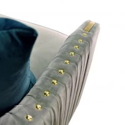 VIG Living Room Divani Casa Ardine Modern Grey Velvet & Gold Loveseat Sofa