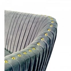 VIG Living Room Divani Casa Ardine Modern Grey Velvet & Gold Loveseat Sofa