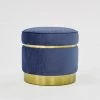 VIG Divani Casa Tenaya Modern Blue Velvet & Gold Ottoman