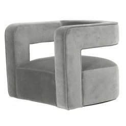 VIG Modrest Fanny - Modern Swivel Grey Velvet Accent Chair