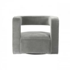 VIG Modrest Fanny - Modern Swivel Grey Velvet Accent Chair