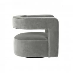 VIG Modrest Fanny - Modern Swivel Grey Velvet Accent Chair