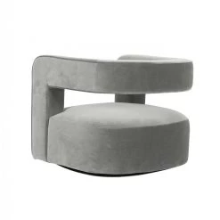 VIG Modrest Fanny - Modern Swivel Grey Velvet Accent Chair