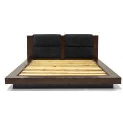 VIG Nova Domus Fantasia - Walnut/Dark Grey Bed And Two Nightstands Bedroom