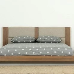 VIG Nova Domus Fantasia - Contemporary Walnut & Grey Bed With Two Nightstands