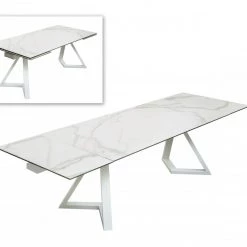 VIG Modrest Farrell - Modern White Ceramic Extendable Dining Table Dining Room