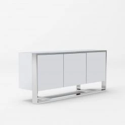 VIG Modrest Fauna - Modern White High Gloss & Stainless Steel Buffet Living Room