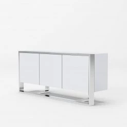 VIG Modrest Fauna - Modern White High Gloss & Stainless Steel Buffet Living Room