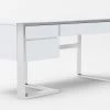 VIG Modrest Fauna - Modern White High Gloss & Stainless Steel Desk