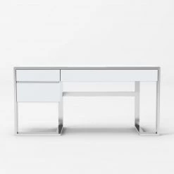 VIG Modrest Fauna - Modern White High Gloss & Stainless Steel Desk