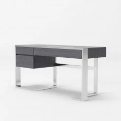 VIG Modrest Fauna - Modern Elm Grey & Stainless Steel Desk Office
