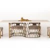 VIG Dining Room Modrest Faye Modern White Concrete & Antique Brass Dining Table