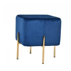 VIG Modrest Daphne Modern Blue Velvet & Gold Ottoman
