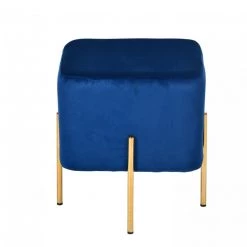 VIG Modrest Daphne Modern Blue Velvet & Gold Ottoman