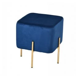 VIG Modrest Daphne Modern Blue Velvet & Gold Ottoman