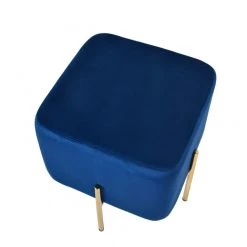 VIG Modrest Daphne Modern Blue Velvet & Gold Ottoman