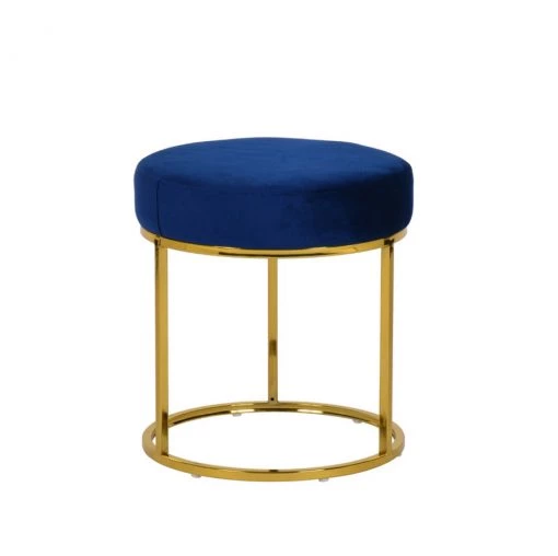 VIG Modrest Elmont Modern Blue Velvet & Gold Stool Ottoman Bedroom