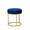 VIG Modrest Elmont Modern Blue Velvet & Gold Stool Ottoman Bedroom