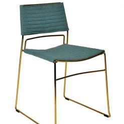 VIG Modrest Swain Modern Green Fabric & Gold Dining Chair (Set Of 2)
