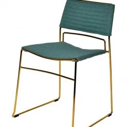 VIG Modrest Swain Modern Green Fabric & Gold Dining Chair (Set Of 2)